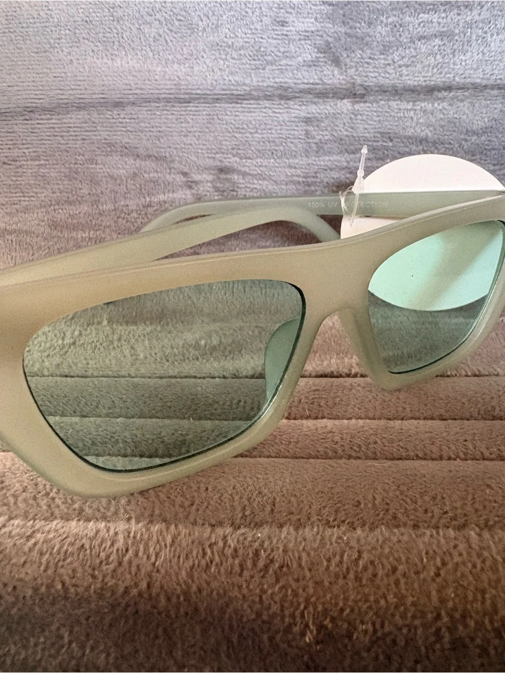 Matte Sage Green Rectangular Sunglasses with Green Lenses